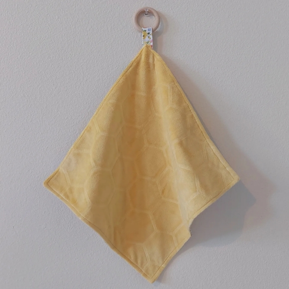 HANDMADE FLORAL BABY LOVEY W/WOODEN TEETHER RING - Picture 4 of 5